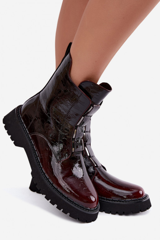 Isolatsiooniga naiste ankle saapad lakiefektiga T.Sokolski Z26-501 burgundia