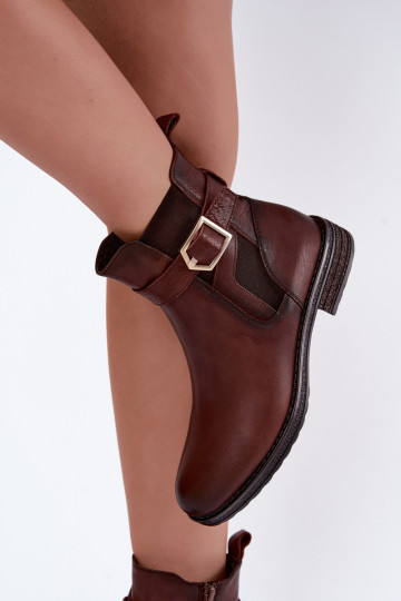 Isolatsiooniga naiste ankle saapad kunstnahast kinnitustega pruunid Sergio Leone BT-43