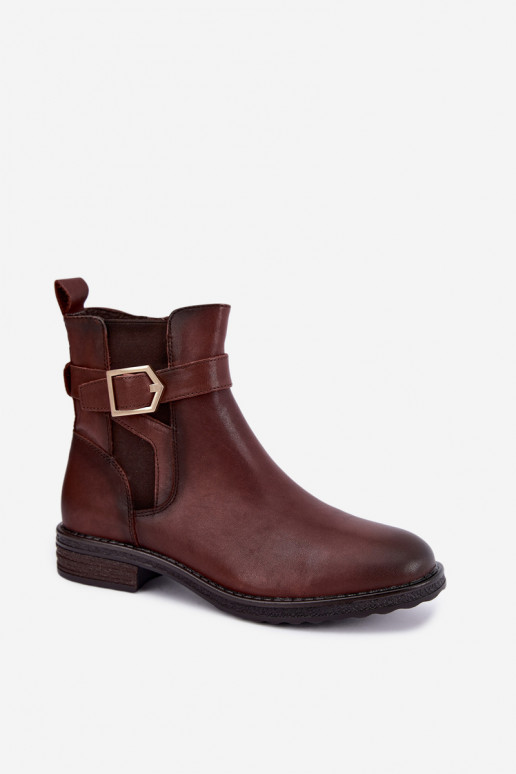 Isolatsiooniga naiste ankle saapad kunstnahast kinnitustega pruunid Sergio Leone BT-43