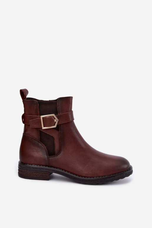 Isolatsiooniga naiste ankle saapad kunstnahast kinnitustega pruunid Sergio Leone BT-43
