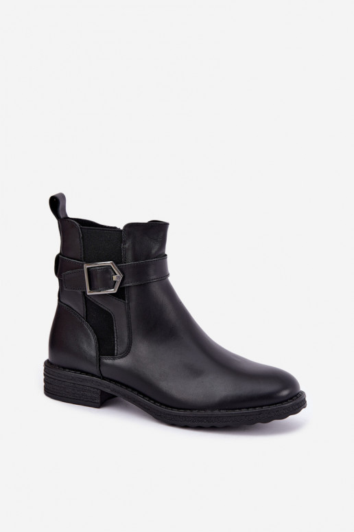Isolatsiooniga naiste ankle saapad kunstnahast kinnitustega mustad Sergio Leone BT-43