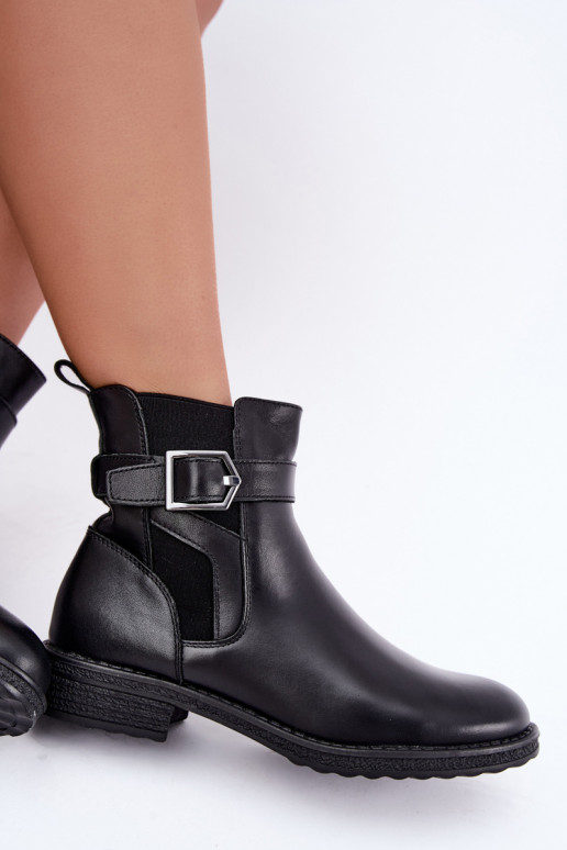 Isolatsiooniga naiste ankle saapad kunstnahast kinnitustega mustad Sergio Leone BT-43