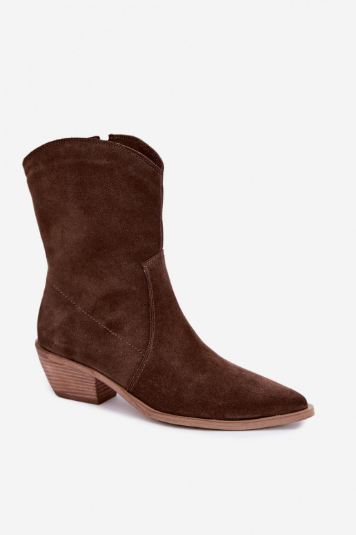 Tehisnahk cowboy-stiilis soojaid saapaid Zazoo 4311 šokolaadivärvi