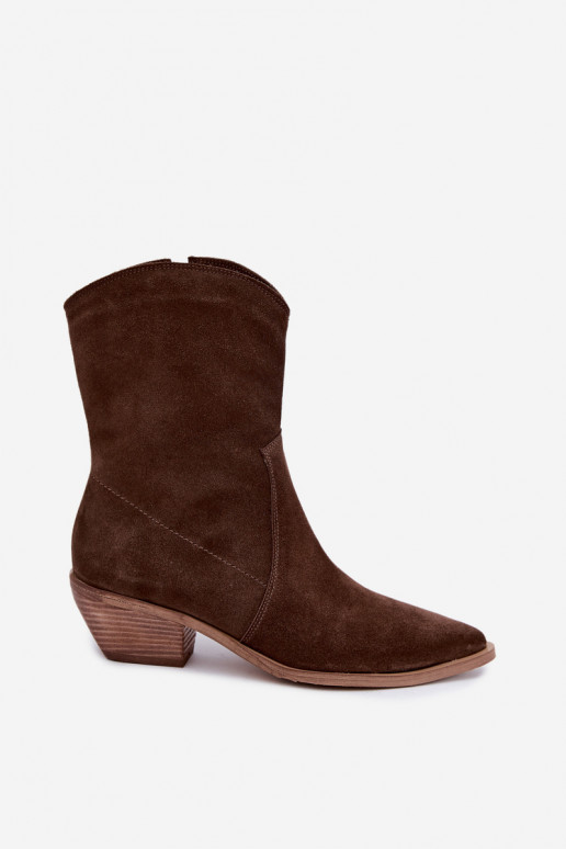 Tehisnahk cowboy-stiilis soojaid saapaid Zazoo 4311 šokolaadivärvi