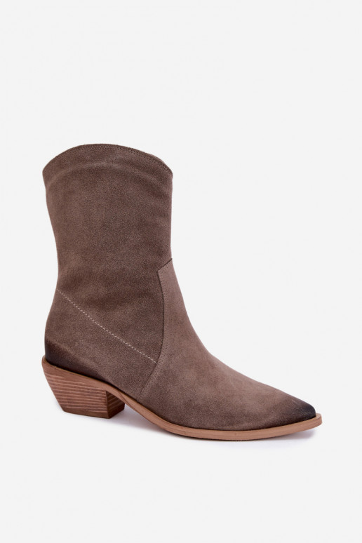 Tehisnahk cowboy-stiilis soojaid saapaid Zazoo 4311 liivavärvi
