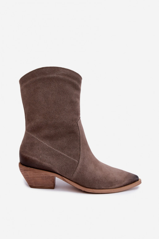 Tehisnahk cowboy-stiilis soojaid saapaid Zazoo 4311 liivavärvi