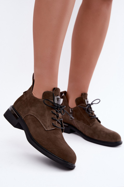 Tehisnahk poolsaapad Vinceza 89151 khaki värvi