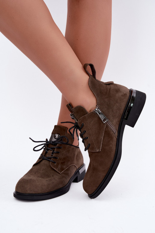 Tehisnahk poolsaapad Vinceza 89151 khaki värvi