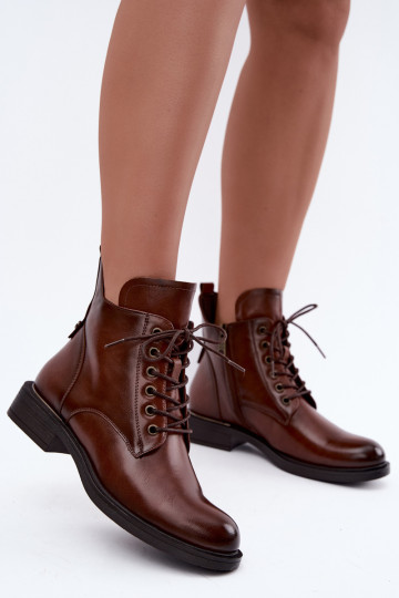 Soojad ankle saapad laia kontsaga 58677 pruuni värvi