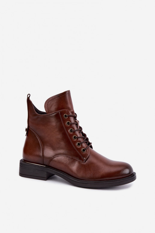 Soojad ankle saapad laia kontsaga 58677 pruuni värvi