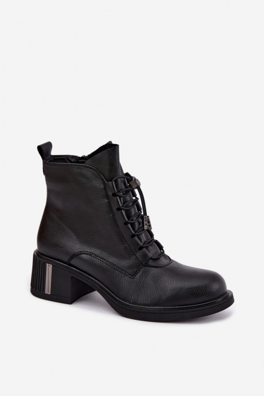 Looduslikust nahast soojaid ankle saapaid Klocke Vinceza 89161 mustas värvis