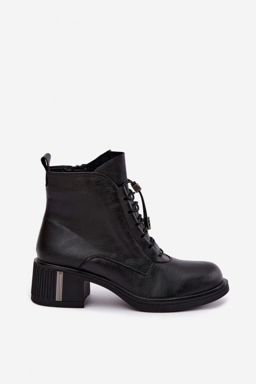 Looduslikust nahast soojaid ankle saapaid Klocke Vinceza 89161 mustas värvis