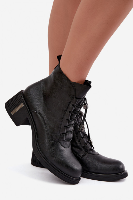 Looduslikust nahast soojaid ankle saapaid Klocke Vinceza 89161 mustas värvis