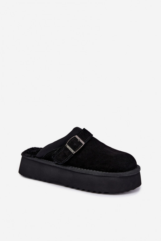 Tehisvelu mustad lume saapad platvormiga ja klambritega Big Star UU274698
