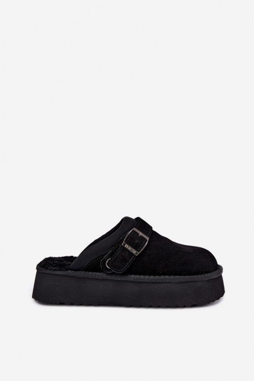 Tehisvelu mustad lume saapad platvormiga ja klambritega Big Star UU274698
