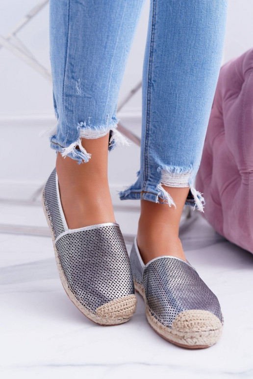 Lu Boo hõbedased pitsilised espadrillid Kimchi
