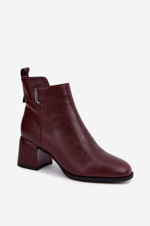 Nahast saapad kontsaga soojustatud D&A CR62-3442 burgundi värv