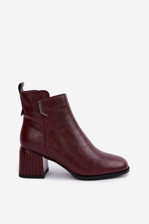 Nahast saapad kontsaga soojustatud D&A CR62-3442 burgundi värv