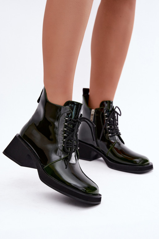 Tehisnaha soojendusega ankle boots lakiefektiga Klocke GOE UU2N4129 khaki