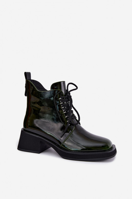 Tehisnaha soojendusega ankle boots lakiefektiga Klocke GOE UU2N4129 khaki