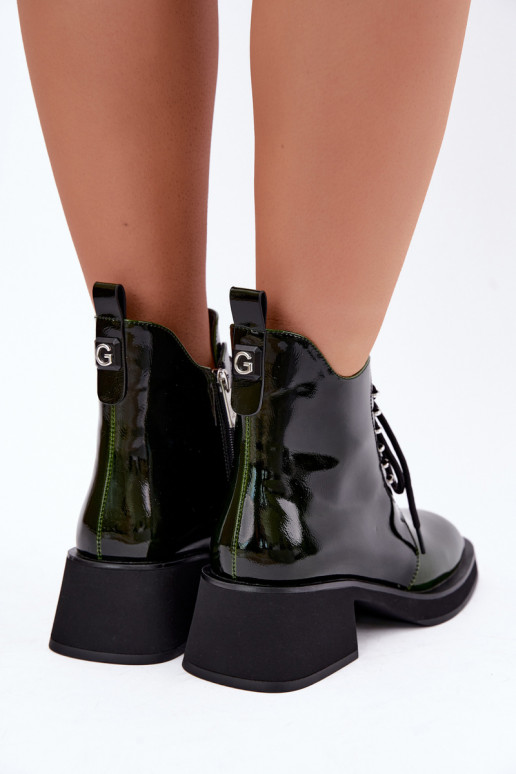Tehisnaha soojendusega ankle boots lakiefektiga Klocke GOE UU2N4129 khaki