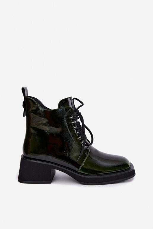 Tehisnaha soojendusega ankle boots lakiefektiga Klocke GOE UU2N4129 khaki