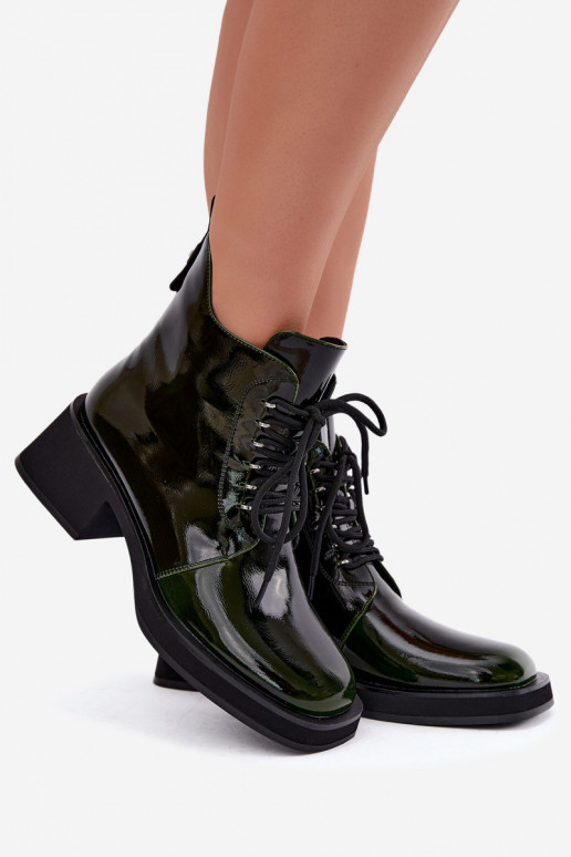 Tehisnaha soojendusega ankle boots lakiefektiga Klocke GOE UU2N4129 khaki