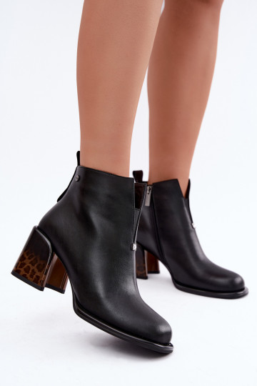 Tehisnaha naiste soojendusega ankle boots kontsad GOE UU2N4204 mustad 2