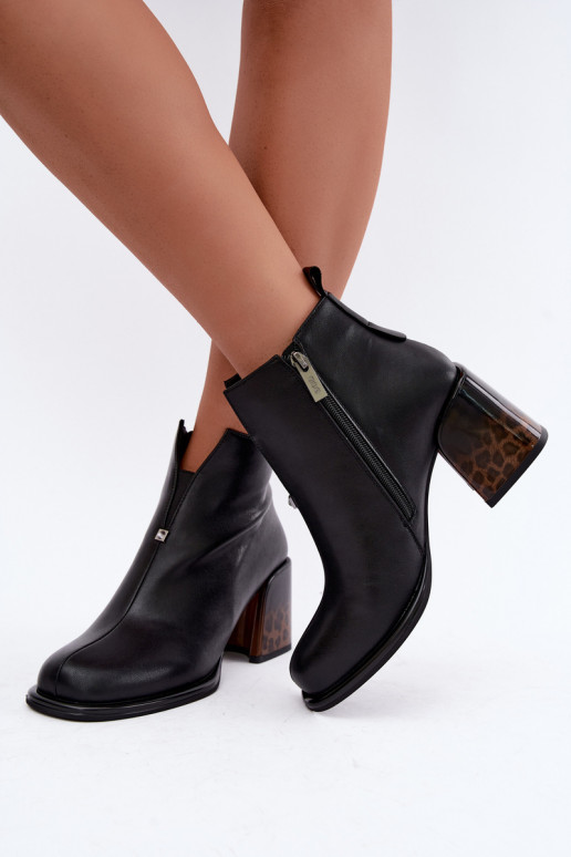 Tehisnaha naiste soojendusega ankle boots kontsad GOE UU2N4204 mustad