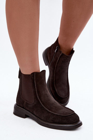 Naiste soojendusega ankle boots kunstnahast Sergio Leone BT-31 šokolaad