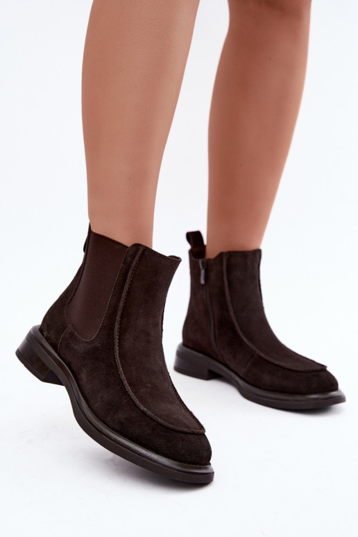 Naiste soojendusega ankle boots kunstnahast Sergio Leone BT-31 šokolaad