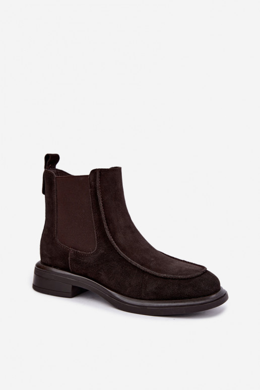 Naiste soojendusega ankle boots kunstnahast Sergio Leone BT-31 šokolaad