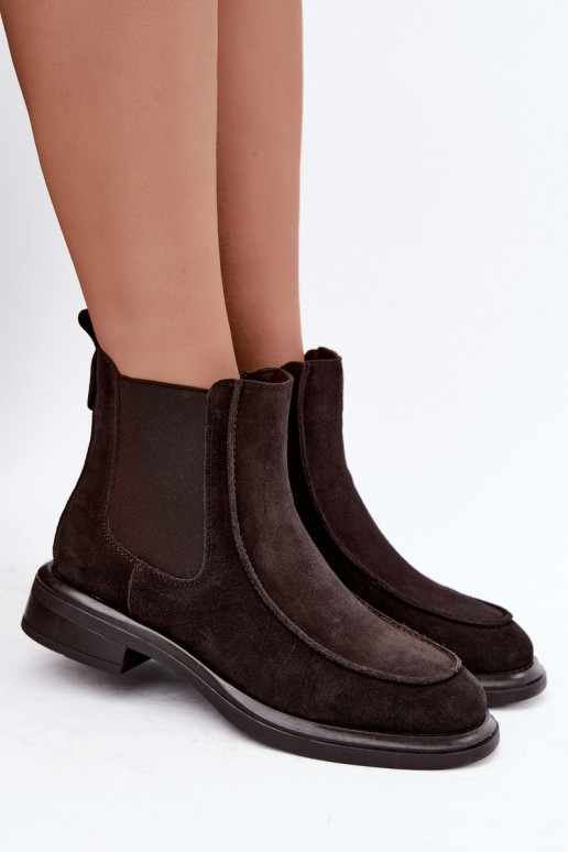 Naiste soojendusega ankle boots kunstnahast Sergio Leone BT-31 šokolaad