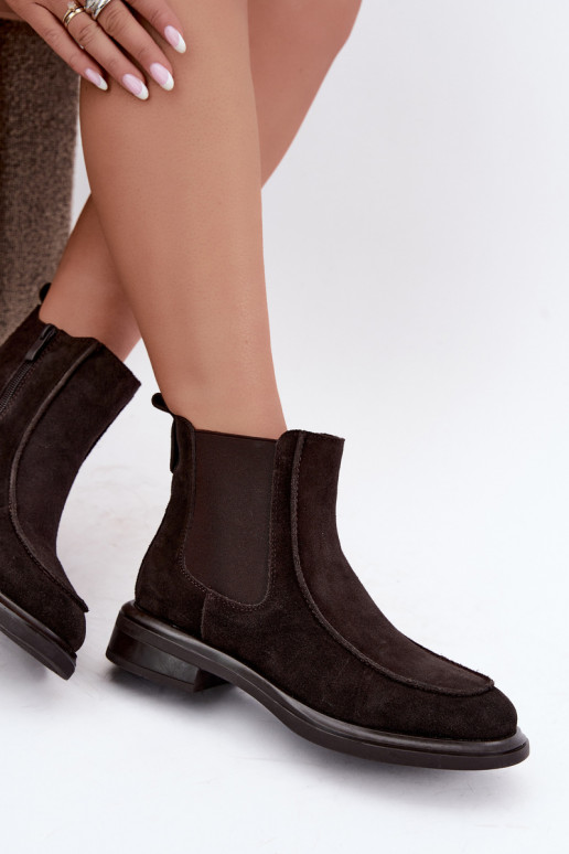 Naiste soojendusega ankle boots kunstnahast Sergio Leone BT-31 šokolaad