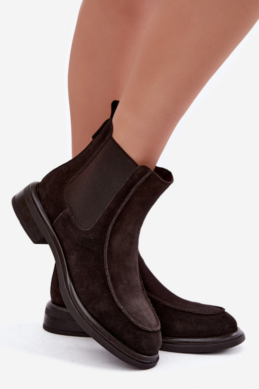 Naiste soojendusega ankle boots kunstnahast Sergio Leone BT-31 šokolaad