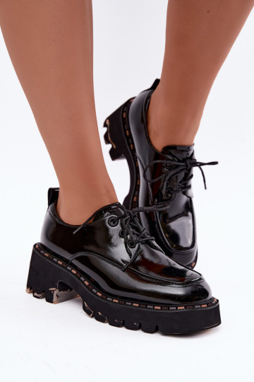 Läikivad nahk naiste loaferid Klocke Artiker 59C0279 mustad
