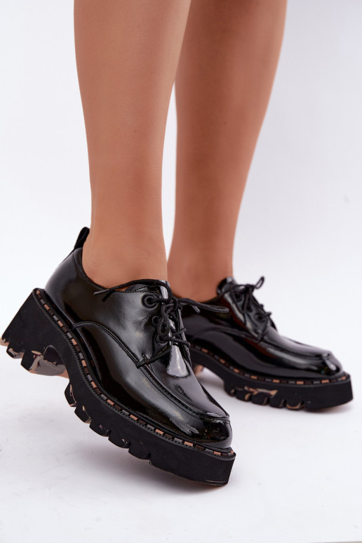 Läikivad nahk naiste loaferid Klocke Artiker 59C0279 mustad