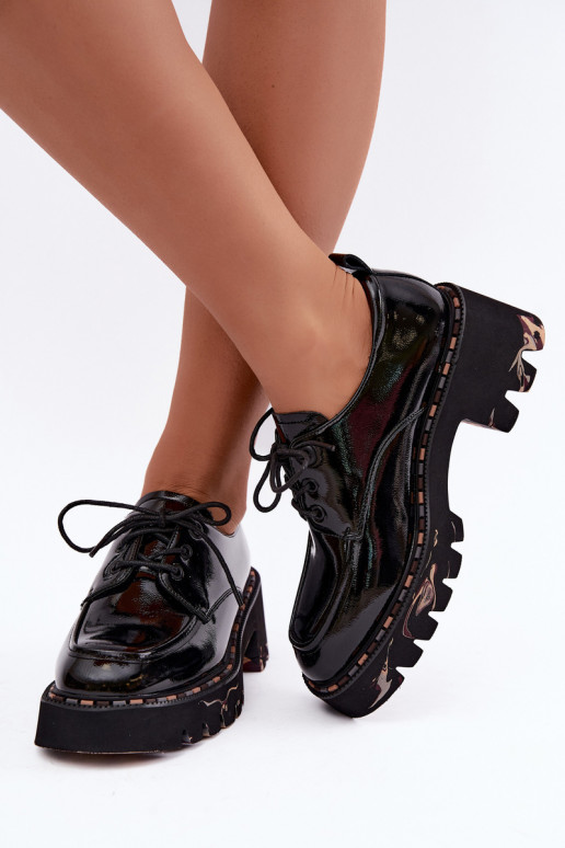 Läikivad nahk naiste loaferid Klocke Artiker 59C0279 mustad