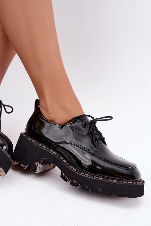 Läikivad nahk naiste loaferid Klocke Artiker 59C0279 mustad