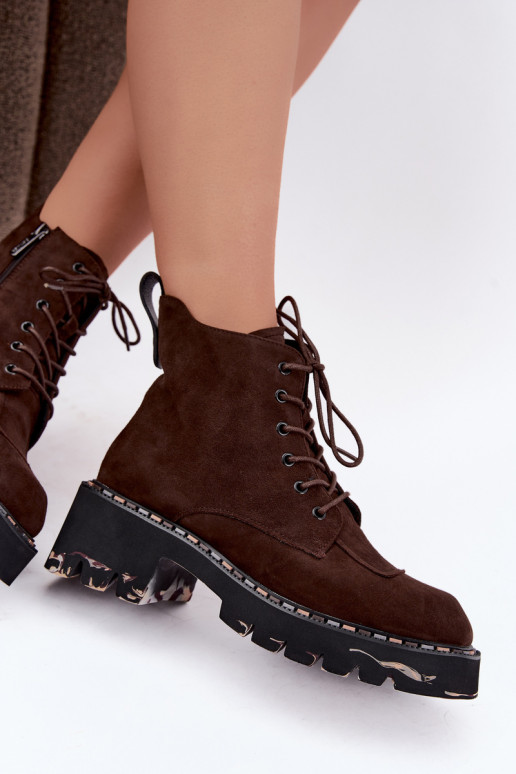 Soojendusega ankle boots kunstnahast Artiker 59C0247 šokolaad