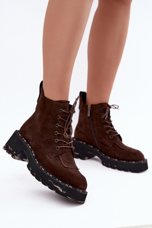 Soojendusega ankle boots kunstnahast Artiker 59C0247 šokolaad