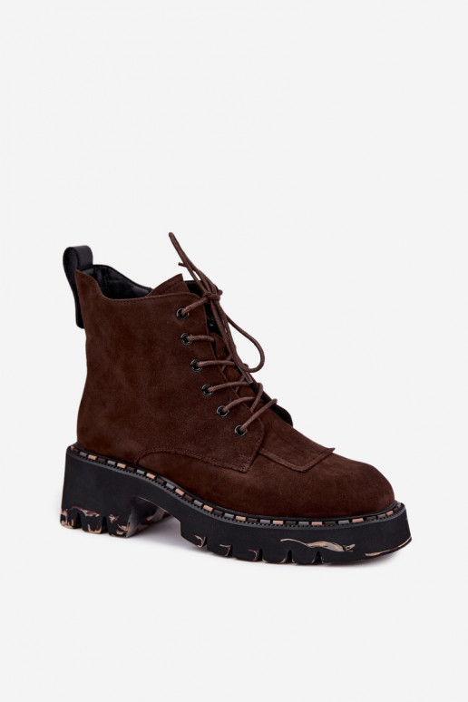 Soojendusega ankle boots kunstnahast Artiker 59C0247 šokolaad