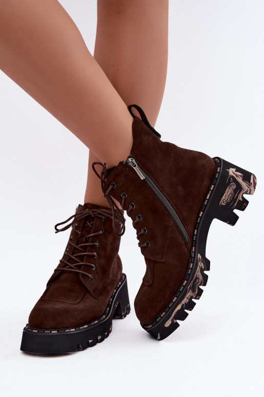 Soojendusega ankle boots kunstnahast Artiker 59C0247 šokolaad