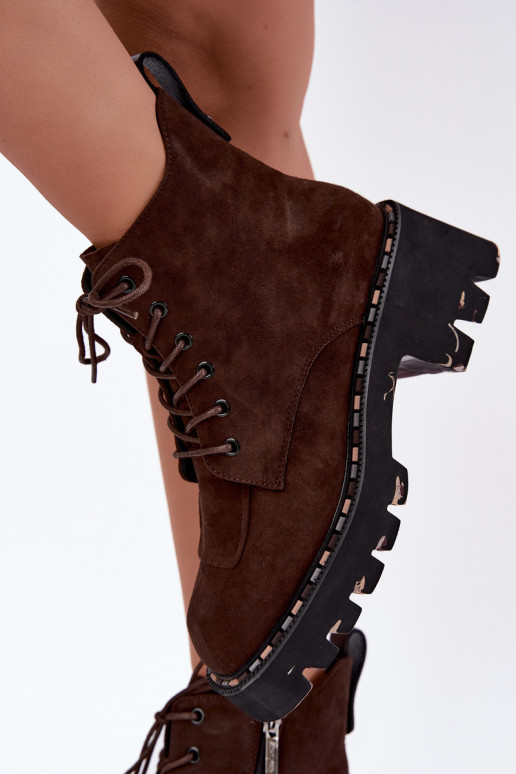 Soojendusega ankle boots kunstnahast Artiker 59C0247 šokolaad