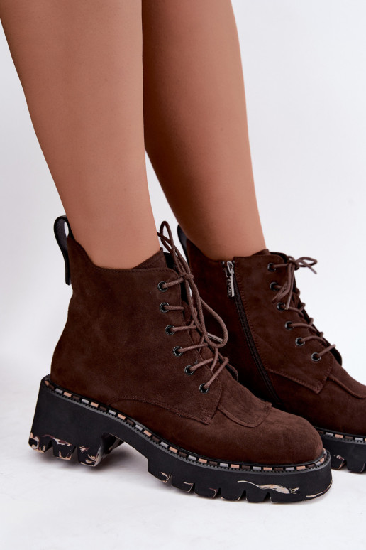 Soojendusega ankle boots kunstnahast Artiker 59C0247 šokolaad