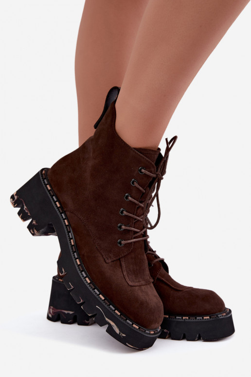 Soojendusega ankle boots kunstnahast Artiker 59C0247 šokolaad