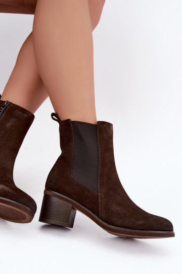 Stiilsed soojendusega ankle boots kunstnahast Klocke Vinceza 133105 šokolaad