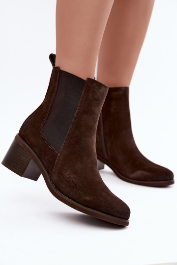 Stiilsed soojendusega ankle boots kunstnahast Klocke Vinceza 133105 šokolaad 2