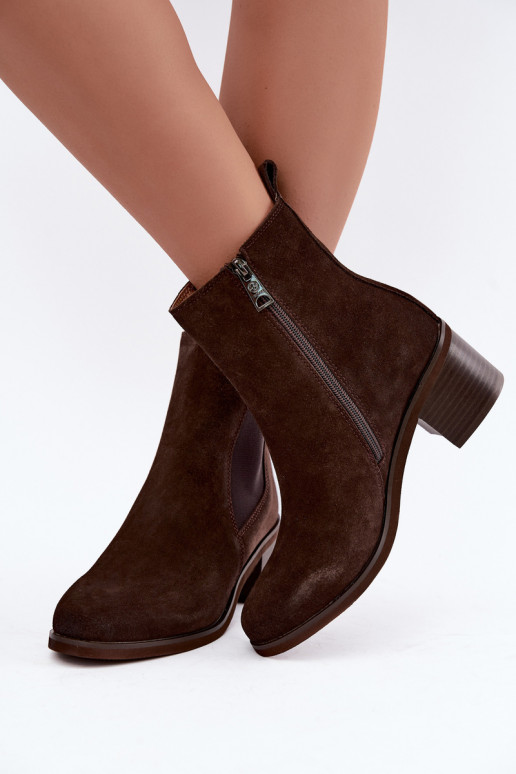 Stiilsed soojendusega ankle boots kunstnahast Klocke Vinceza 133105 šokolaad