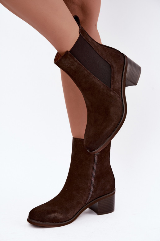 Stiilsed soojendusega ankle boots kunstnahast Klocke Vinceza 133105 šokolaad